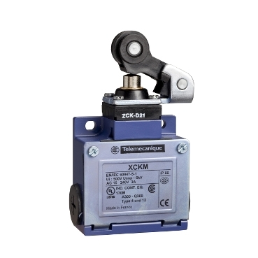 Schneider Sensors OsiSense XC Standard_ Limit switch, Limit switches XC Standard, XCKM, thermoplastic roller lever plunger, 1NC+1 NO, snap, M20_ [XCKM121H29]
