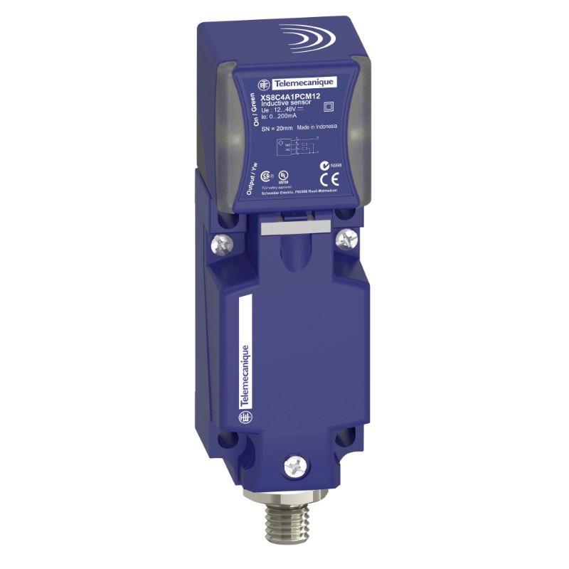 Schneider Sensors Osisense XS & XT_ Inductive proximity sensors XS, inductive sensor XS8 40x40x117, PBT, Sn40 mm, 12...48 VDC, M12_ [XS8C4A4PCM12]