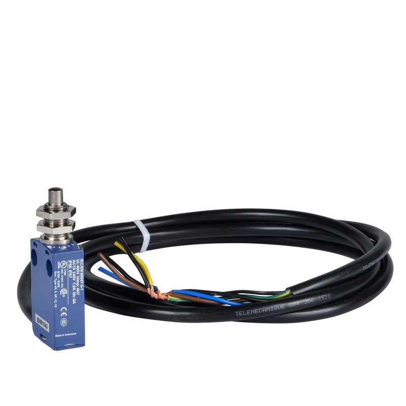 Schneider Sensors OsiSense XC Standard_ Limit switch, Limit switches XC Standard, XCMD, M12 metal end plunger, 1NC+1 NO, slow, 1 m_ [XCMD25F0L1]