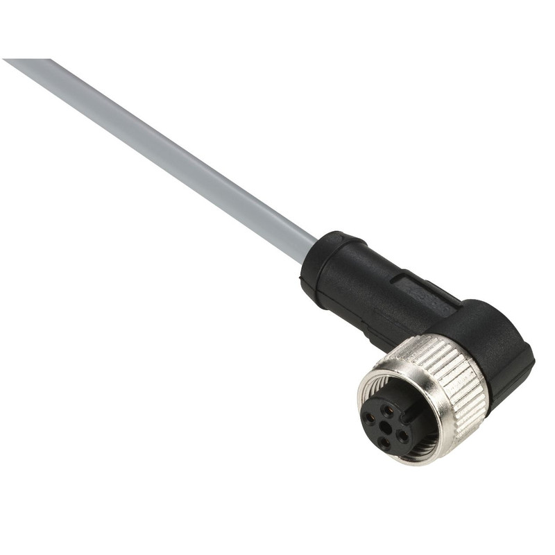 Schneider Sensors OsiSense XM_ Pre wired connectors XZ, elbowed female, M12, 4 pins, cable PVC 5 m_ [XZCPV1241L5]