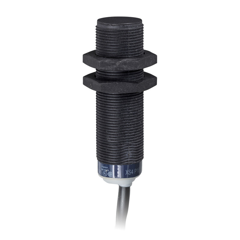 Schneider Sensors Osisense XS & XT_ Inductive proximity sensors XS, inductive sensor XS4 M18, L62mm, PPS, Sn8mm, 12...48 VDC, cable 5 m_ [XS4P18PA370L1]