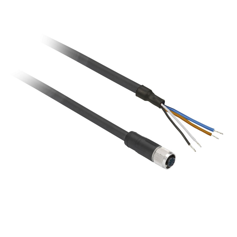 Schneider Sensors OsiSense XU_ pre-wired connectors XZ - straight female - M12 - 4 pins - cable PUR 5m_ [XZCP1141L5]