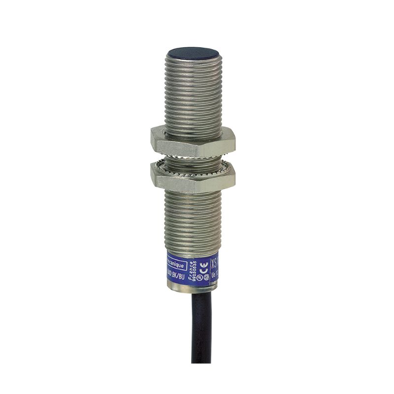 Schneider Sensors Osisense XS & XT_ Inductive proximity sensors XS, inductive sensor XS1 M12, L55mm, brass, Sn2mm, 24...240VAC/DC, cable 2 m_ [XS1M12MA250]