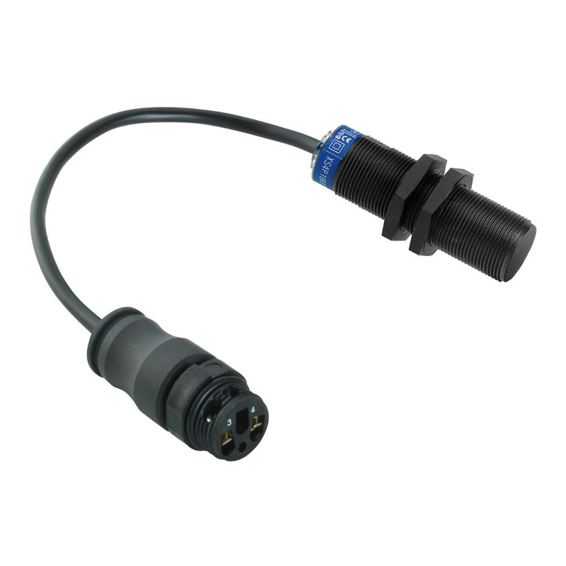 Schneider Sensors Osisense XS & XT_ Inductive proximity sensors XS, inductive sensor XS4 M18, L62mm, PPS, Sn8mm, 12...48 VDC, term. 0.15 m_ [XS4P18PA370L01B]