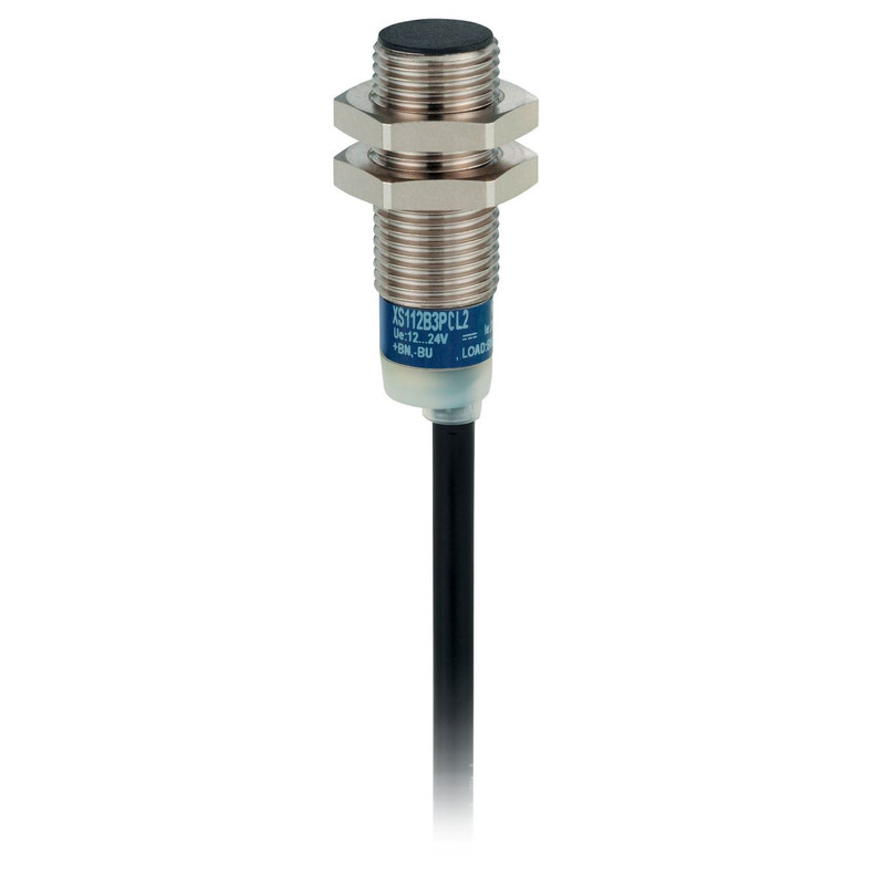 Schneider Sensors Osisense XS & XT_ Inductive proximity sensors XS, inductive sensor XS1 M12, PNP NO&NC, Flush, Sn4mm, 12...24 VDC, cable 2 m_ [XS112B3PCL2]