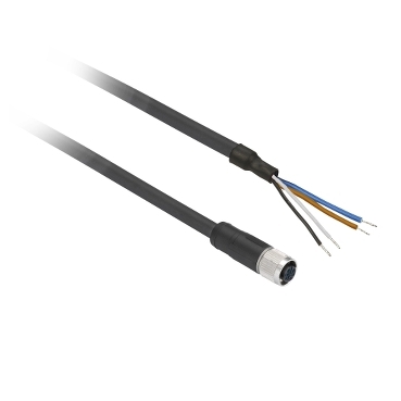 Schneider Sensors OsiSense XU_ pre-wired connectors XZ - straight female - M12 - 4 pins - cable PUR 2m_ [XZCP1141L2]
