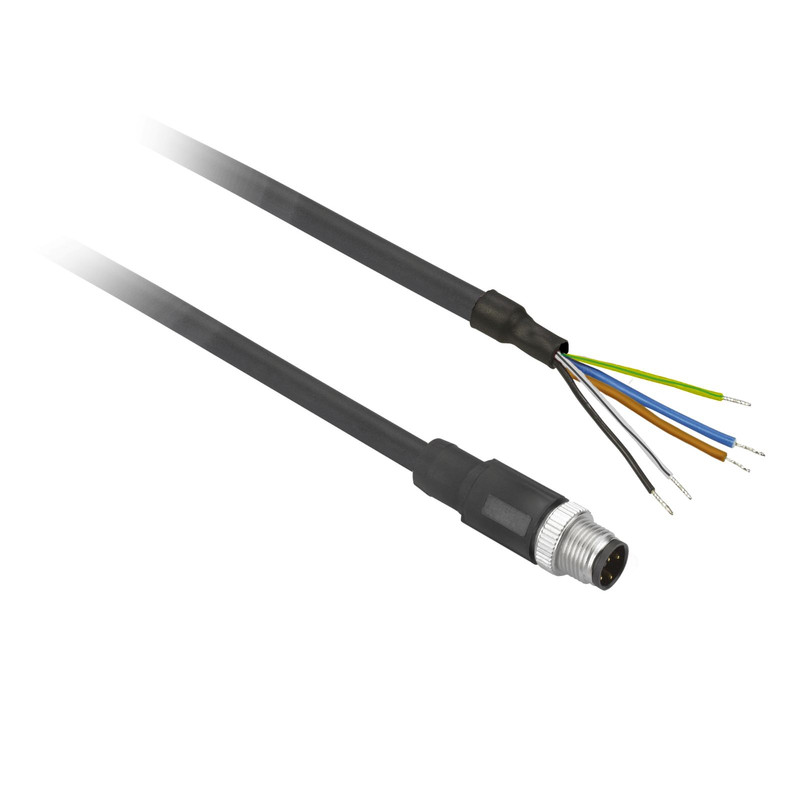 Schneider Sensors Osisense XS & XT_ Pre wired connectors XZ, straight male, M12, 4 pins, cable PUR 2 m_ [XZCP1541L2]