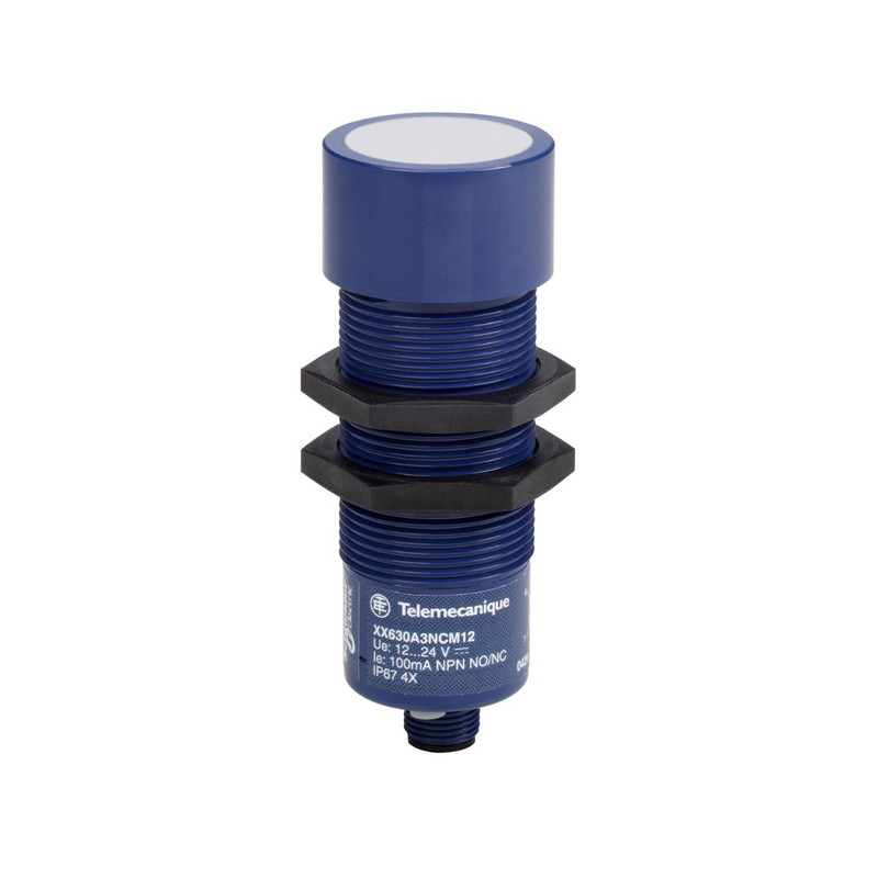 Schneider Sensors OsiSense XX_ ultrasonic sensor cylindrical M30 - 2 levels - Sn 1 m - 2 NO - M12_ [XX230A12PA00M12]