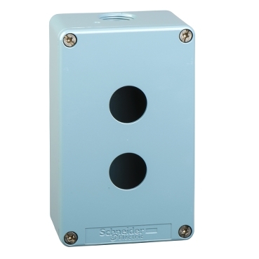 Schneider Signaling Harmony XAP, XB2 SL_ Harmony XAP, XB2 SL, Empty control station, zinc alloy, blue, 2 cut-outs, Ø22, 80 x 130 x 51.5 mm_ [XAPM2202]