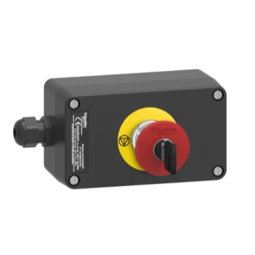 Schneider Signaling Harmony XAW - ATEX D_ Control station, plastic, Emergency stop function, 1 mushroom head push button Ø 40, red, 1 NC + 1 NC, ATEX_ [XAWG188EX]