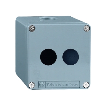 Schneider Signaling Harmony XAP, XB2 SL_ Harmony XAP, XB2 SL, Empty control station, zinc alloy, blue, 2 cut-outs, Ø22, 80 x 80 x 51.5 mm_ [XAPM1202]