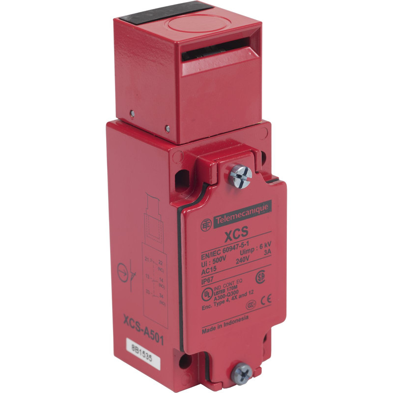 Schneider Signaling Preventa XCS_ Safety switch, Telemecanique Safety switches XCS, metal XCSA, 1 NC + 2 NO, slow break, 1 entry tapped Pg 13_ [XCSA501]