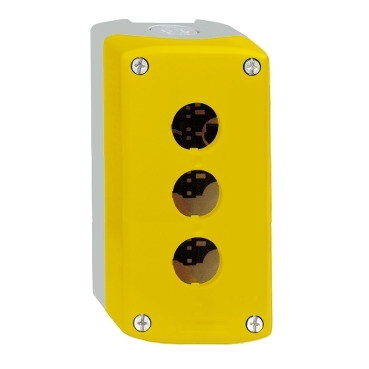 Schneider Signaling Harmony XALD, XALK_ yellow empty enclosure lid with light grey base - 3 cut-outs_ [XALK03]