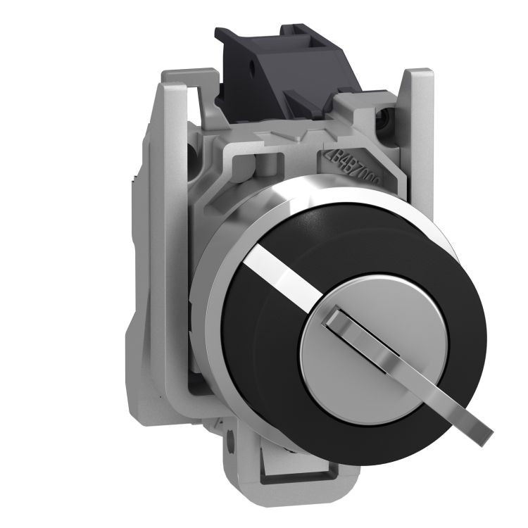 Schneider Signaling Harmony XB4_ Key switch selector, metal, black, Ø22, key n°455, 2 positions, stay put, 1 NO_ [XB4BG21]