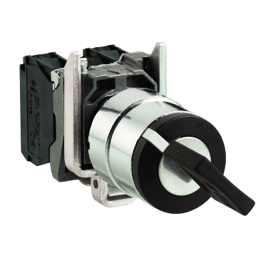 Schneider Signaling Harmony XB4_ Key switch selector, metal, black, Ø22, key n°455, 2 positions, spring return right to left, 1 NO_ [XB4BG61]