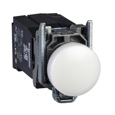 Schneider Signaling Harmony XB4_ white complete pilot light Ø22 plain lens with BA9s bulb 110...120V_ [XB4BV31]