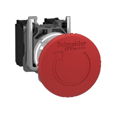 Schneider Signaling Harmony XB4 - ATEX D_ Harmony XB4 - ATEX D, Emergency stop switching off, metal, red mushroom Ø40, Ø22, trigger latching turn to release, 1 NO + 1 NC, ATEX_ [XB4BS8445EX]