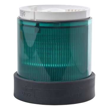 Schneider Signaling Harmony XVB_ Harmony XVB, Illuminated unit for modular tower lights, plastic, green, Ø70, steady, integral LED, 120 V AC_ [XVBC2G3]