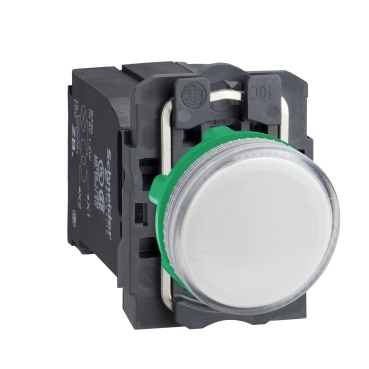 Schneider Signaling Harmony XB5_ white complete pilot light Ø22 plain lens with BA9s bulb 220...240V_ [XB5AV41]