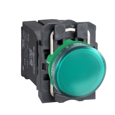 Schneider Signaling Harmony XB5_ green complete pilot light Ø22 plain lens with BA9s bulb 220...240V_ [XB5AV43]