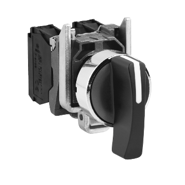 Schneider Signaling Harmony XB4_ Selector switch, metal, black, Ø22, long handle, 3 positions, spring return to center, 2 NO_ [XB4BJ53]