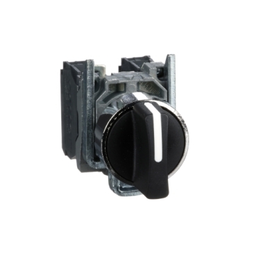 Schneider Signaling Harmony XB4_ Selector switch, metal, black, Ø22, 3 positions, spring spring return, 2 NO_ [XB4BD53]