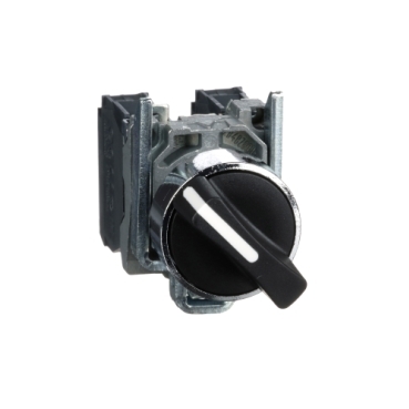 Schneider Signaling Harmony XB4_ Selector switch, metal, black, Ø22, 2 positions, stay put, 1 NO+1 NC_ [XB4BD25]