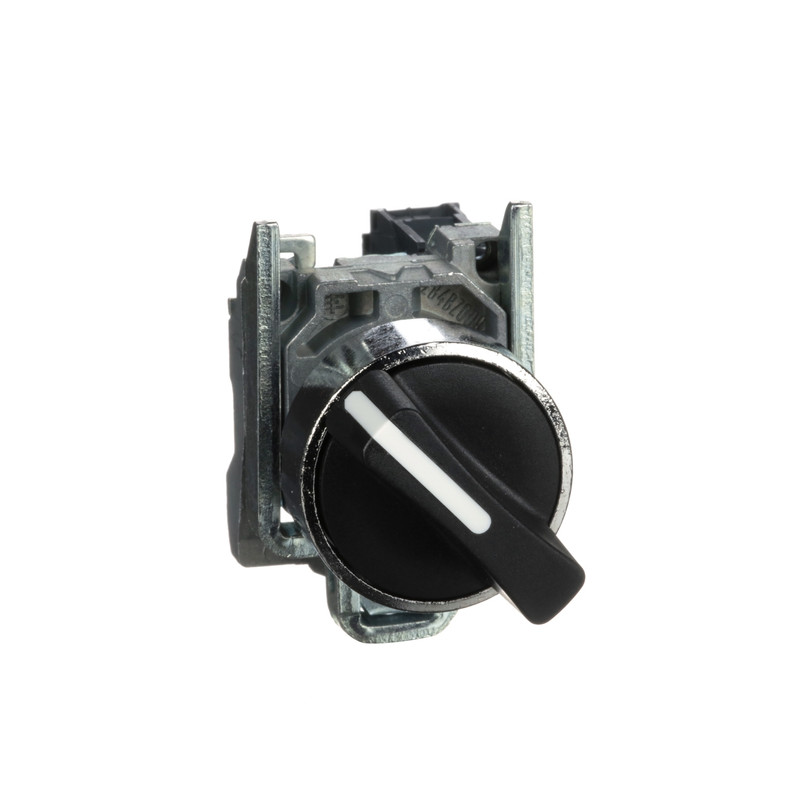 Schneider Signaling Harmony XB4_ Harmony XB4, Selector switch, metal, black, Ø22, 2 positions, stay put, 1 NO_ [XB4BD21]