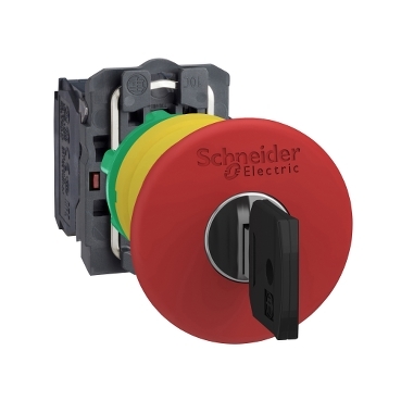 Schneider Signaling Harmony XB5_ red Ø40 Emergency stop, switching off pushbutton Ø22 latching key release 1NC_ [XB5AS9442]