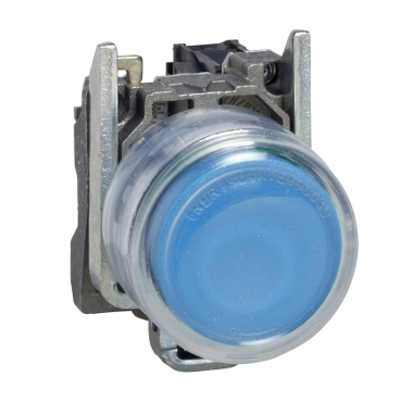 Schneider Signaling Harmony XB4_ Push button, metal, projecting, blue, Ø22, spring return, booted, unmarked, 1 NO_ [XB4BP61]
