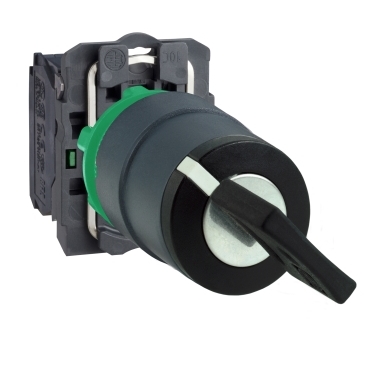 Schneider Signaling Harmony XB5_ Key switch selector, plastic, black, Ø22, key n°455, 2 position,s spring return right to left, 1 NO_ [XB5AG61]