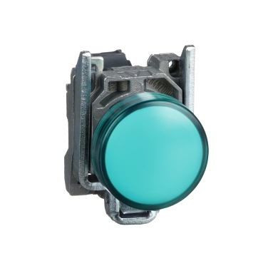 Schneider Signaling Harmony XB4_ Pilot light, metal, green, Ø22, plain lens with integral LED, 24 V AC/DC_ [XB4BVB3]