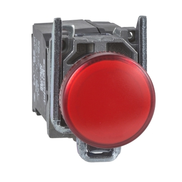 Schneider Signaling Harmony XB4_ Pilot light, metal, red, Ø22, plain lens with integral LED, 230...240 VAC_ [XB4BVM4]