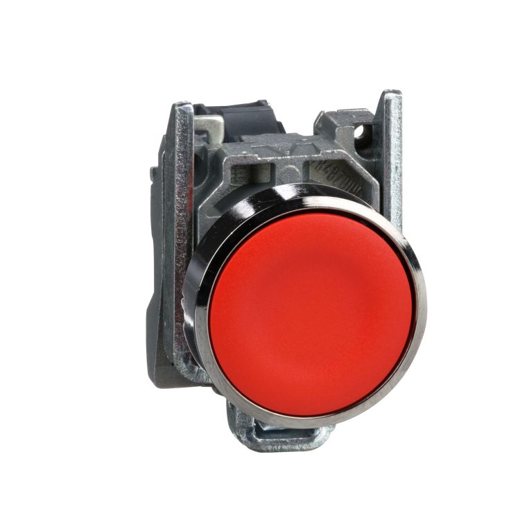 Schneider Signaling Harmony XB4_ Push button, metal, flush, red, Ø22, spring return, unmarked, 1NC_ [XB4BA42]
