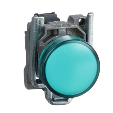 Schneider Signaling Harmony XB4_ Pilot light, metal, green, Ø22, plain lens with integral LED, 110…120 VAC_ [XB4BVG3]