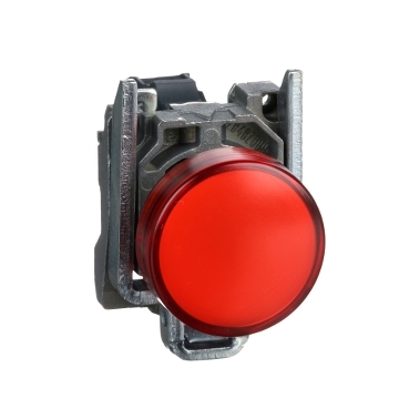 Schneider Signaling Harmony XB4_ Pilot light, metal, red, Ø22, plain lens with integral LED, 110…120 VAC_ [XB4BVG4]