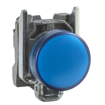 Schneider Signaling Harmony XB4_ Pilot light, metal, blue, Ø22, plain lens with integral LED, 230...240 VAC_ [XB4BVM6]