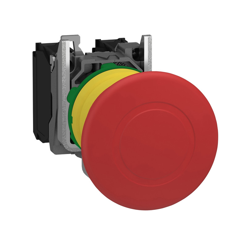 Schneider Signaling Harmony XB5_ Emergency stop switching off, plastic, red mushroom Ø40, Ø22 trigger latching push-pull, 1 NO + 1 NC_ [XB5AT845]
