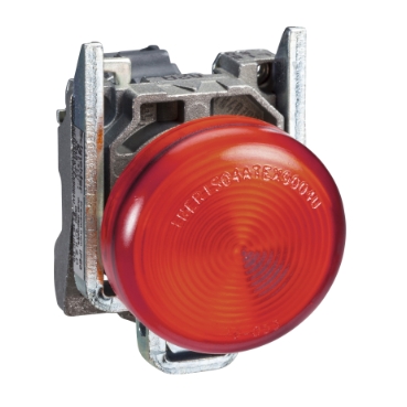 Schneider Signaling Harmony XB4_ Pilot light, metal, red, Ø22, plain lens with BA9s bulb, <= 250 V_ [XB4BV64]