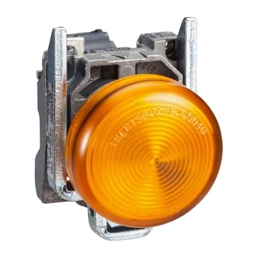 Schneider Signaling Harmony XB4_ Pilot light, metal, orange, Ø22, plain lens with BA9s bulb, <= 250 V_ [XB4BV65]