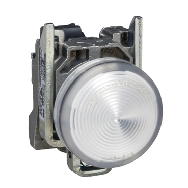 Schneider Signaling Harmony XB4_ Pilot light, metal, white, Ø22, plain lens with BA9s bulb, <= 250 V_ [XB4BV61]