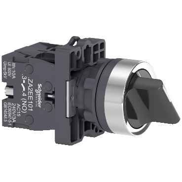 Schneider Signaling Harmony Easy XA2E_ Easy Harmony XA2E, Selector switch, plastic, black, Ø22, 3 positions, spring return to center, 2 NO_ [XA2ED53]