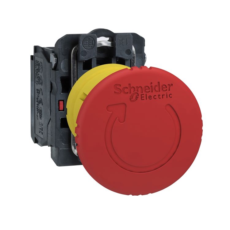 Schneider Signaling Harmony XB5_ red Ø40 Emergency stop, switching off pushbutton Ø22 latching turn release 1NC_ [XB5AS8442]