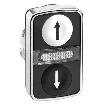 Schneider Signaling Harmony XB4_ white flush/black flush illuminated double-headed pushbutton Ø22 with marking_ [ZB4BW7A1724]
