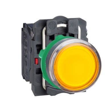 Schneider Signaling Harmony XB5_ Illuminated push button, plastic, flush, orange, Ø22, spring return, 24 V AC/DC, 1 NO + 1 NC_ [XB5AW35B5]