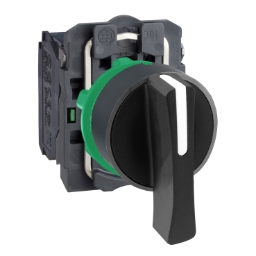 Schneider Signaling Harmony XB5_ Selector switch, plastic, black, Ø22, long handle, 3 positions, spring return to center, 2 NO_ [XB5AJ53]