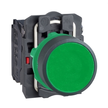 Schneider Signaling Harmony XB5_ black flush complete pushbutton Ø22 spring return 1NO+1NC unmarked_ [XB5AA35]