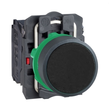 Schneider Signaling Harmony XB5_ Harmony XB5, Push button, plastic, flush, black, Ø22, spring return, unmarked, 1 NO + 1 NC_ [XB5AA25]