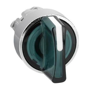 Schneider Signaling Harmony XB4_ green illuminated selector switch head Ø22 3-position spring return_ [ZB4BK1533]