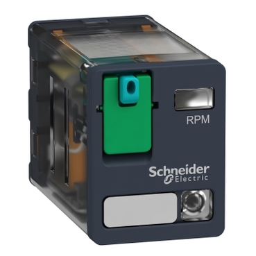 Schneider Signaling Zelio Relay_ Harmony, Power plug-in relay, 15 A, 2 CO, with LED, with lockable test button, 24 V DC_ [RPM22BD]